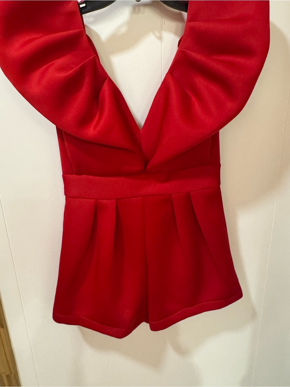 NWT Day + Moon Red Deep-V Ruffle Romper